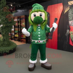 Forest Green Knife Thrower mascot costume character dressed with a Leggings and Beanies