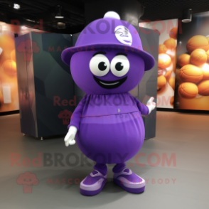 Purple Handball Ball mascot costume character dressed with a Evening Gown and Hats