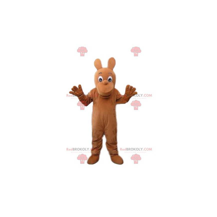 Mascotte de personnage marron, costume de créature marron -