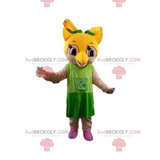 Gul ugle maskot, ugle kostume, natlig fugl - Redbrokoly.com