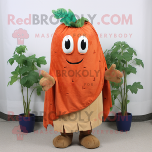 Rust Radish mascot costume character dressed with a Cardigan and Shawls