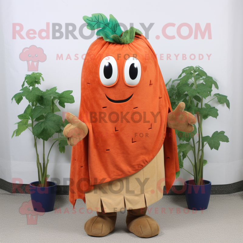 Rust Radish mascot costume character dressed with a Cardigan and Shawls Rust Radish mascot costume character dressed with a Cardigan and Shawls