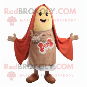 Rust Radish mascot costume character dressed with a Cardigan and Shawls