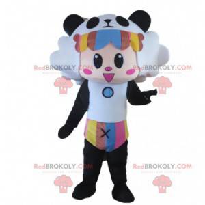Panda-maskot forkledd som en sau, dyrefusjonsdrakt -