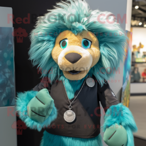 Blågrønn Tamer Lion maskot...