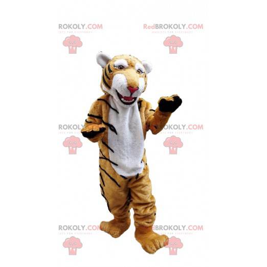 Zeer realistische tijger mascotte, katachtig kostuum