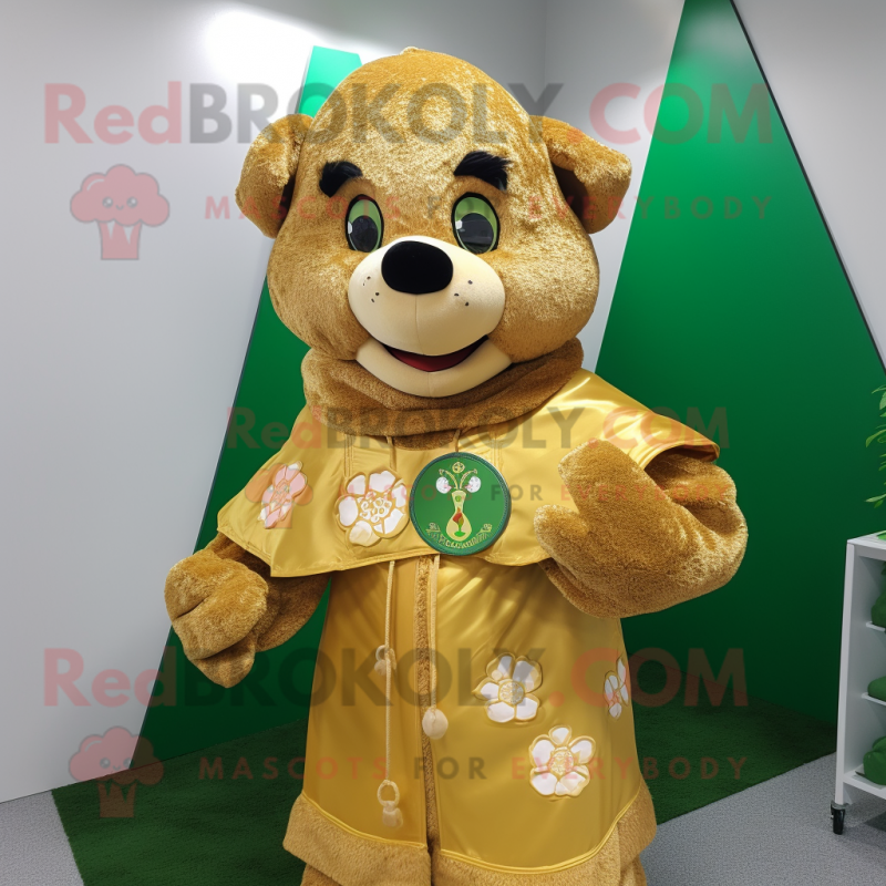 Gold Bunch Of Shamrocks mascot costume character dressed with a Parka and Shawls Gold Bunch Of Shamrocks mascot costume character dressed with a Parka and Shawls