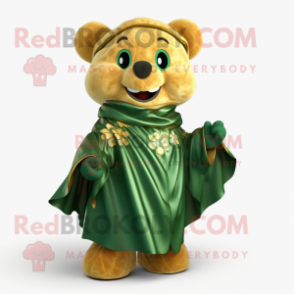 Gold Bunch Of Shamrocks mascot costume character dressed with a Parka and Shawls