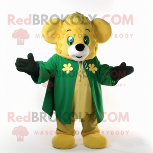 Gold Bunch Of Shamrocks mascot costume character dressed with a Parka and Shawls