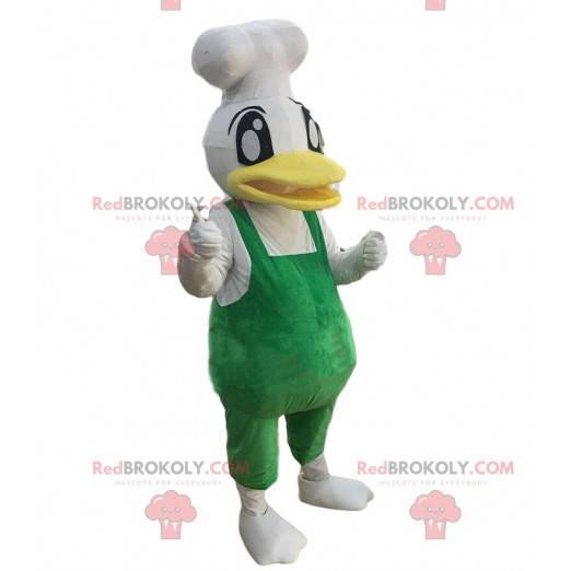 Mascotte de canard cuisinier, costume de chef, canard géant -