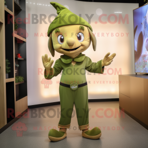 Olive Elf maskot kostume...