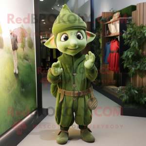 Olive Elf maskot kostume...