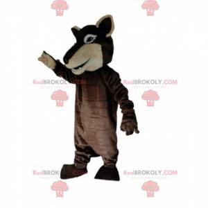 Two-tone brown wolf mascot, dog costume, wolf dog -
