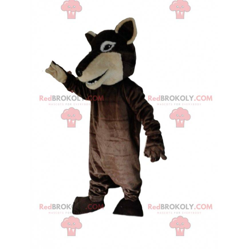 Dvoubarevný hnědý maskot vlka, kostým psa, vlčí pes - Dvoubarevný hnědý maskot vlka, kostým psa, vlčí pes -