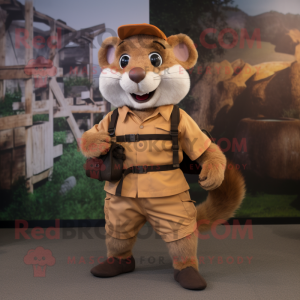 Rust Dormouse mascot costume character dressed with a Cargo Shorts and Belts