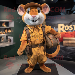 Rust Dormouse mascot costume character dressed with a Cargo Shorts and Belts