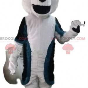 Mascotte de chien blanc et noir, costume de loup noir et blanc