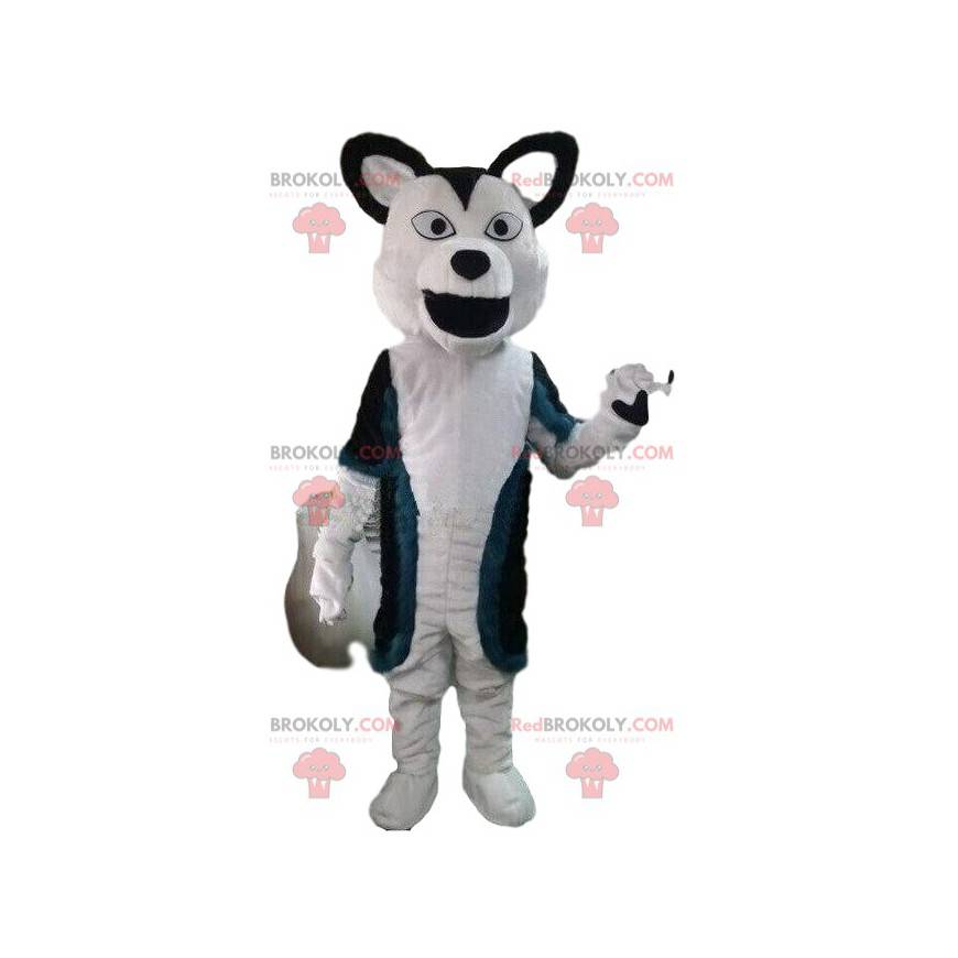 White and black dog mascot, black and white wolf costume - White and black dog mascot, black and white wolf costume -