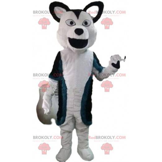 Biało-czarny pies maskotka, czarno-biały kostium wilka -