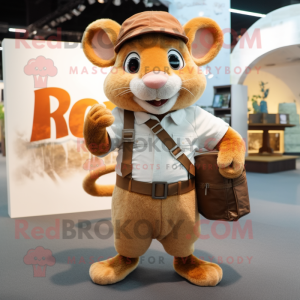 Rust Dormouse mascot costume character dressed with a Cargo Shorts and Belts
