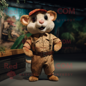 Rust Dormouse mascot costume character dressed with a Cargo Shorts and Belts