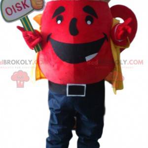 Mascota de la tetera roja gigante, traje de té, salón de té -