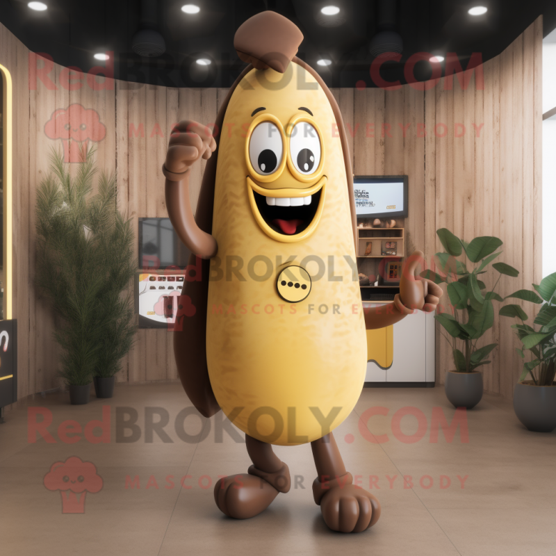 Brown Banana mascot costume character dressed with a Sweater and Rings Brown Banana mascot costume character dressed with a Sweater and Rings