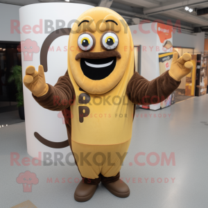 Brown Banana mascot costume character dressed with a Sweater and Rings