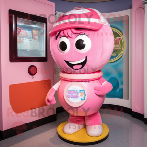 Pink Gumball Machine mascot costume character dressed with a Shorts and Belts
