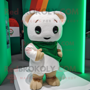 White Irish Flag mascot costume character dressed with a Sweater and Wraps