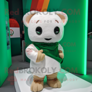 White Irish Flag mascot costume character dressed with a Sweater and Wraps