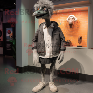 Grå Emu maskot drakt figur...