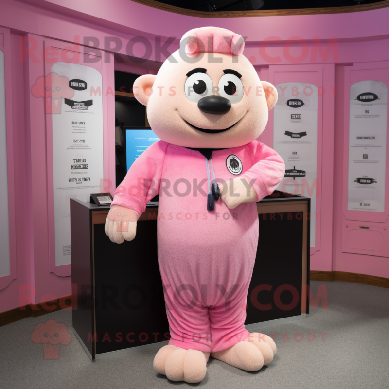 Pink Attorney mascot costume character dressed with a Romper and Cummerbunds