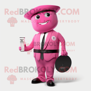 Pink Attorney mascot costume character dressed with a Romper and Cummerbunds