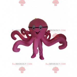 Lyserød blæksprutte maskot, blæksprutte kostume, lyserød