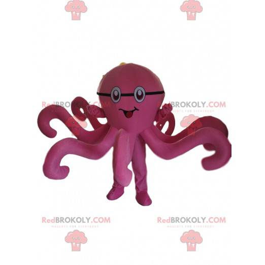 Pink octopus mascot, octopus costume, pink disguise -