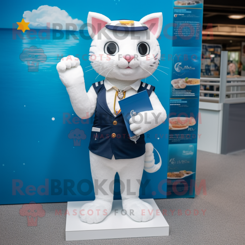 Navy Cat mascot costume character dressed with a One-Piece Swimsuit and Wallets