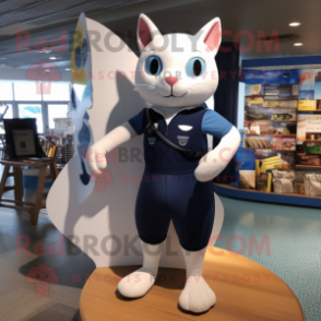 Navy Cat mascot costume character dressed with a One-Piece Swimsuit and Wallets