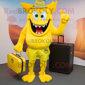 Yellow Devil maskot kostym...