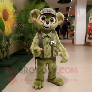 Olive Lemur maskot kostume...