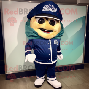 Navy Tacos mascot costume character dressed with a Windbreaker and Shoe laces
