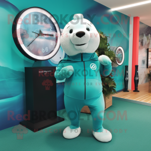 Teal Seal maskot kostym...