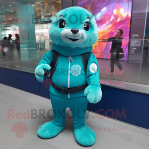 Teal Seal maskot kostume...