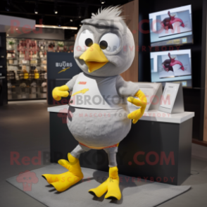 Gray Canary mascot costume character dressed with a Running Shorts and Wallets