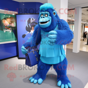 Blå Gorilla maskot kostym...