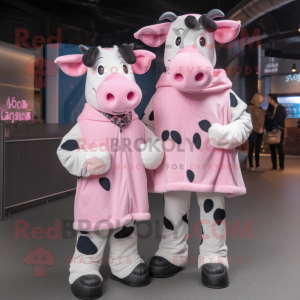 Pink Holstein Cow mascotte...
