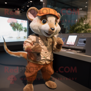 Rust Dormouse mascot costume character dressed with a Trousers and Watches