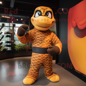 Rust Anaconda mascot costume character dressed with a Rash Guard and Mittens