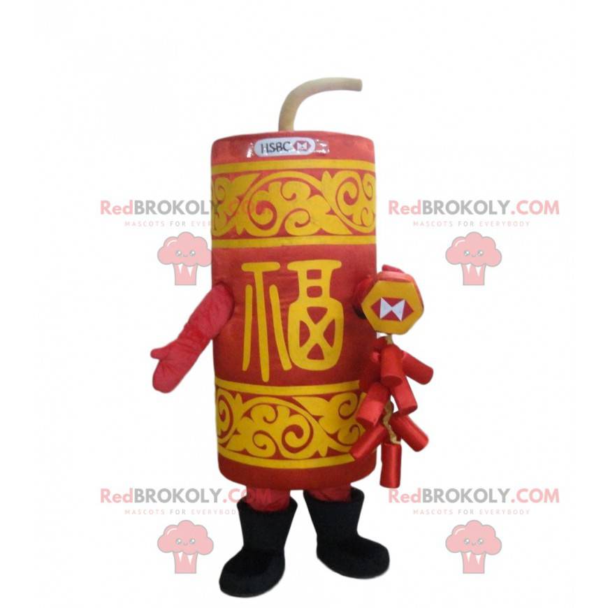 Red and yellow dynamite stick mascot, dynamite costume - Red and yellow dynamite stick mascot, dynamite costume -