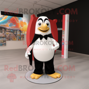 White Shakshuka mascot costume character dressed with a Tuxedo and Scarves